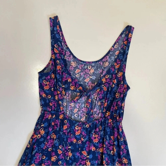 Forever 21 Floral Print Tie-back Sleeveless Purple and Blue Mini Halter Dress - Picture 6 of 16